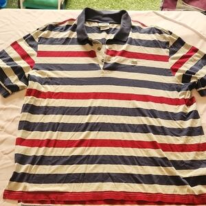 Lacoste Men's Striped Polo Shirt - Red, Blue, and Cream